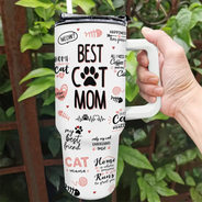 Best Cat Mom Kitten Love - Personalized 40oz Tumbler With Straw