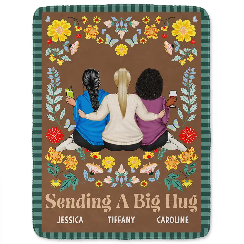 Gift For Sisters, Gift For Bestie - Wraping You In Love - Personalized Fleece Blanket, Sherpa Blanket