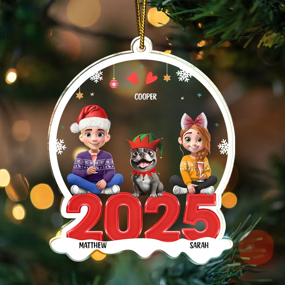 Love, Family, Christmas - Family 3D Effect - Personalized Custom Shaped Acrylic Ornament