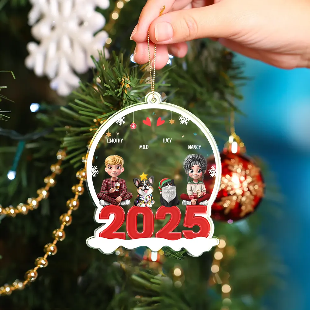 Love, Family, Christmas - Family 3D Effect - Personalized Custom Shaped Acrylic Ornament