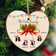Love, Family, Christmas - Family Alphabet - Personalized Custom Shaped Wooden Ornament