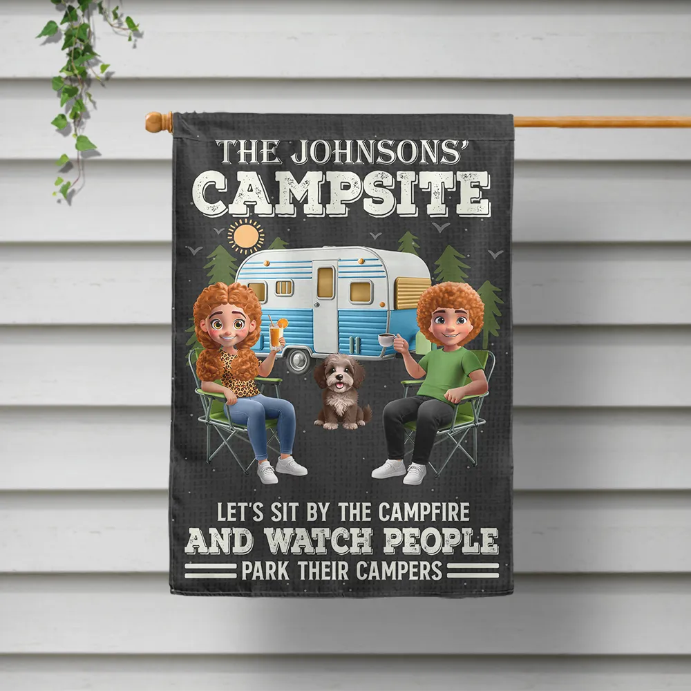 Family,Camping,Campsite,Happy - Family Campsite Making Memories Together - Personalized Flag