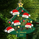 Gift For Couples,Family,Happy,Christmas - Family Friend Santa Hat Christmas Tree - Personalized 2-Layered Mix Ornament