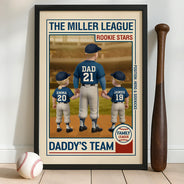 Gift For Father,Dad's Hobby,Sport Dad,Baseball,Happy - Family League Daddy's Team - Personalized Poster