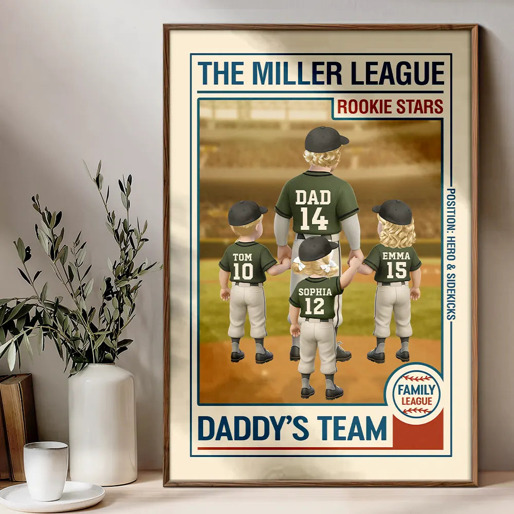 Gift For Father,Dad's Hobby,Sport Dad,Baseball,Happy - Family League Daddy's Team - Personalized Poster