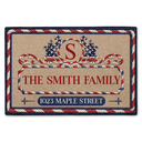 Independence Day,America 250th,Family,Happy - Family Monogram With Address Stars & Stripes - Personalized Doormat