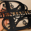 Family,Backyard - Family Name Monogram - Personalized Cutout Metal Sign