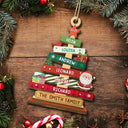 Family,Parents,Gift For Grandparents,Gift For Kids,Gift For Sibling,Gift For Brothers,Gift For Sisters,Christmas,Happy - Family Names Christmas Tree - Personalized Custom Shaped Wooden Ornament