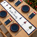 Sentimental,America 250th,Christmas,Family,Icon - Family Stars & Stripes Christmas Trees - Personalized Table Runner