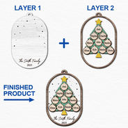 Christmas, Family, Happy - Family Tree Ornamnet - Personalized 2-Layered Wooden Ornament