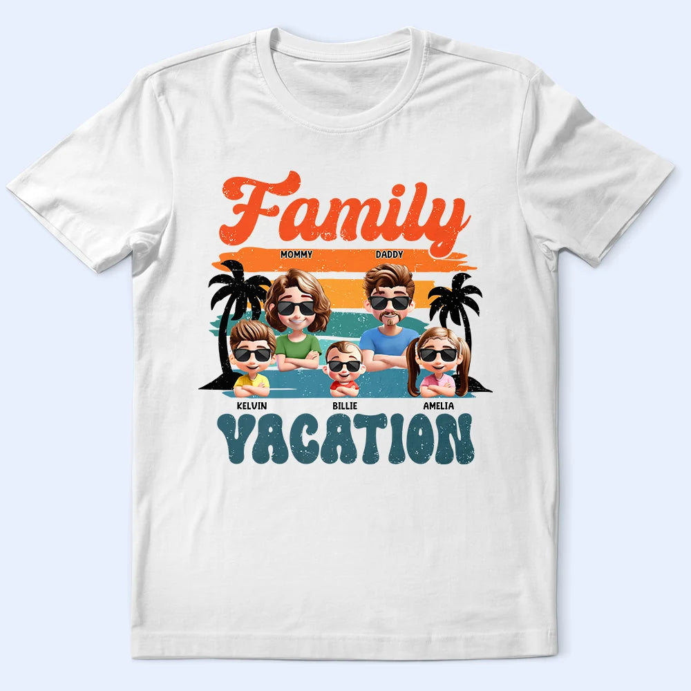 Family, Parents, Gift For Kids, Happy, Summer - Family Vacation 3D Effect - Personalized T Shirt