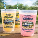 Summer, Top Market, Camping, Family, Cozy, Icon - Family Welcome To Our Campsite - Personalized Frosted Cups