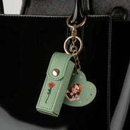 Gift For Women, Gift For Wife, Gift For Girlfriend, Love - Fancy Girl Woman Bloom In Love - Personalized Leather Lipstick Case Keychain With Mirror