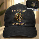 Gift For Father,Gift For Mother,Top Market,Non-Eng,Icon,Proud - Father Of Mayhem - Personalized Vintage Washed Denim Cap