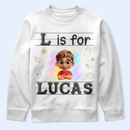 Back To School, Gift For Kids, Adorable, Icon - Faux Embroidery Chenille Initial & Name - Personalized T Shirt