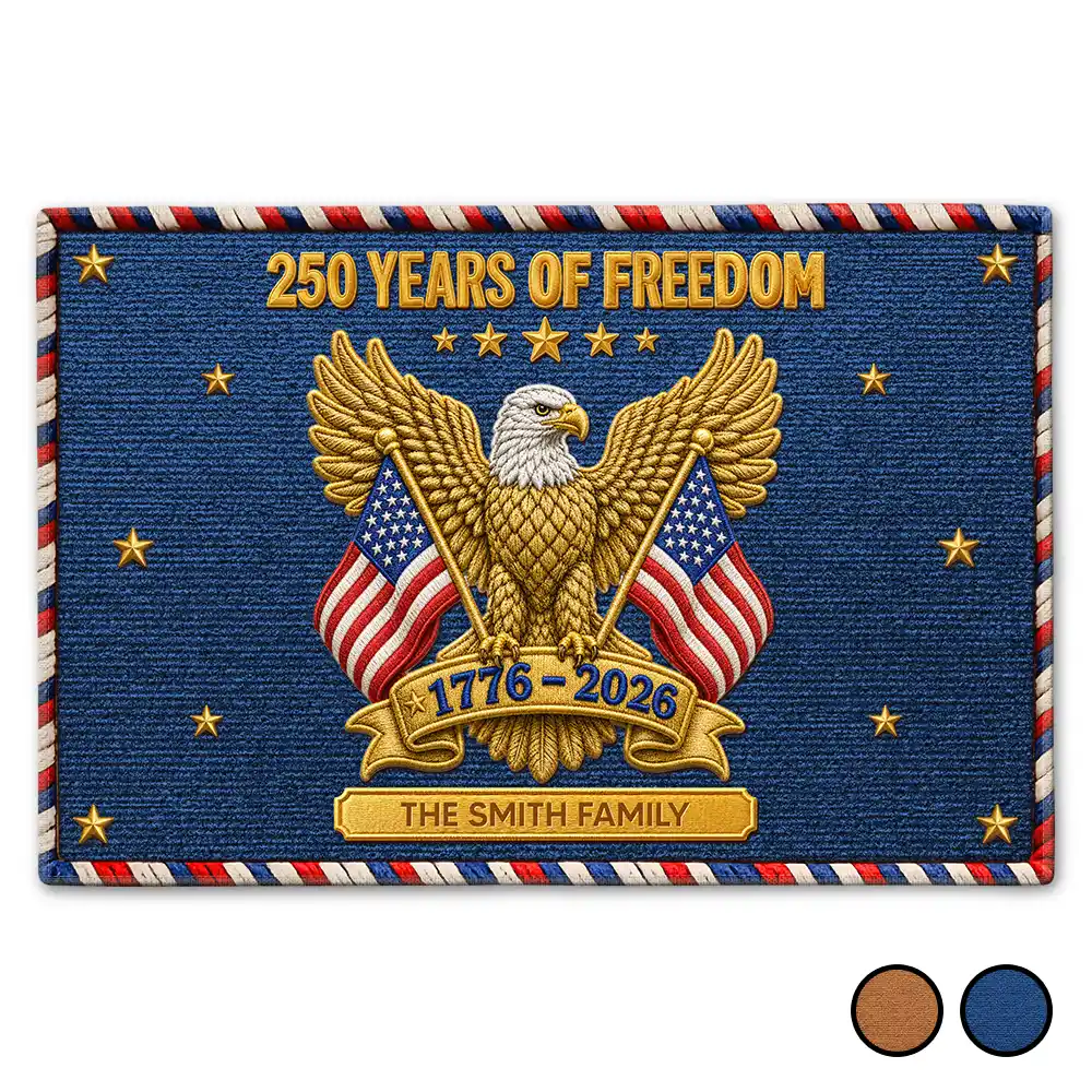 Faux Embroidery Effect 250 Years Of Freedom - Personalized Doormat