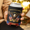 America 250th,Independence Day,Gift For Yourself,Proud,Custom Text - Faux Embroidery Effect America 250th Anniversary - Personalized Can Cooler Sleeve