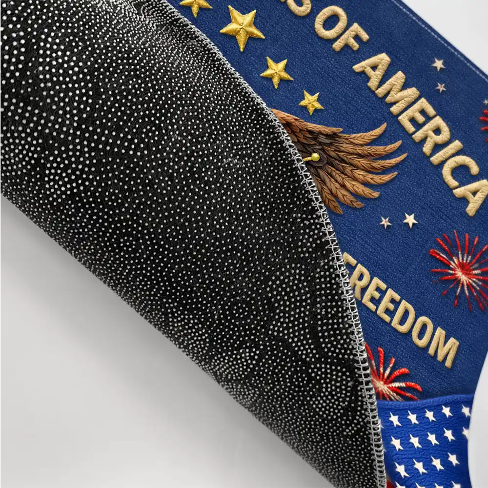 Faux Embroidery Effect America 250th Anniversary Family Name - Personalized Doormat