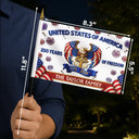 America 250th,Independence Day,Family,Proud,Custom Text - Faux Embroidery Effect America 250th Anniversary Family Name - Personalized Handheld Flag