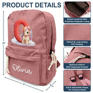 Playful, Back To School, Gift For Kids, Icon - Faux Embroidery Effect Chenille Animal & Alphabet Letters - Personalized Corduroy Backpack