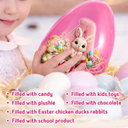 Easter,Non-Eng,Gift For Kids,Gift For Grandkids,Grandma - Grandkids,Grandpa - Grandkids,Dad - Children,Mom - Children,Happy - Faux Embroidery Effect Chenille Bunny Alphabet Letters - Personalized Fillable Egg