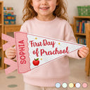 Confident,Back To School,Gift For Kids,Custom Text - Faux Embroidery Effect First Day Of School - Personalized Pennant