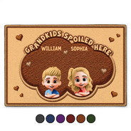 Gift For Grandma,Gift For Grandpa,Grandpa - Grandkids,Grandma - Grandkids,Gift For Women,Gift For Men,Happy - Faux Embroidery Effect Grandkids Spoiled Here - Personalized Doormat