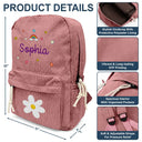 Back To School, Gift For Kids, Adorable, Icon - Faux Embroidery Effect Kid's Name - Personalized Corduroy Backpack