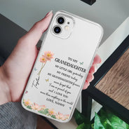 Gift For Daughter,Gift For Women,Happy,Gift For Grandkids - Faux Pressed Birth Flower My Daughter Forever - Personalized Clear Phone Case