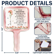 Gift For Daughter,Gift For Women,Happy,Gift For Grandkids - Faux Pressed Birth Flower My Daughter Forever - Personalized Handheld Mirror
