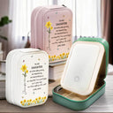 Gift For Daughter, Gift For Women, Happy, Gift For Grandkids - Faux Pressed Birth Flower My Daughter Forever - Personalized Makeup Box With LED Mirror