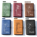 Gift For Women,Gift For Men,Happy - Faux Pressed Effect Birth Flower Blooming In Love - Personalized Leather Cable Bag