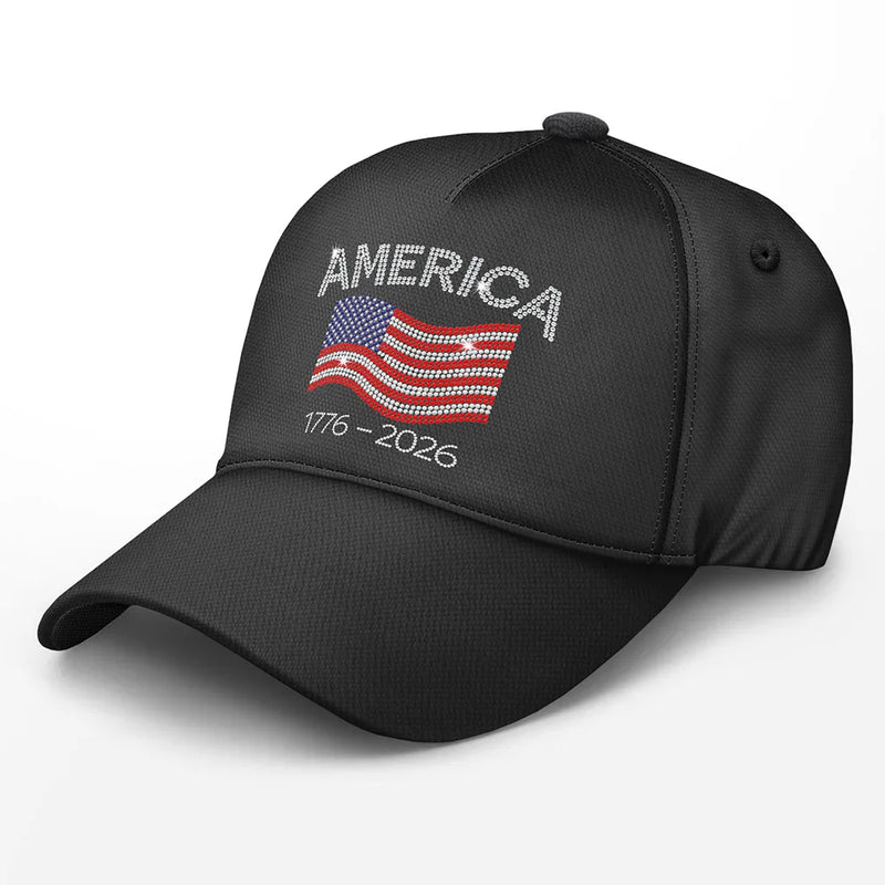 Gift For Men,No Custom,Independence Day,America 250th,Happy,Gift For Women,Gift For Yourself - Faux Rhinestone Effect USA Stars And Stripes - Classic Cap