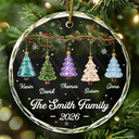 Sentimental,Christmas,Family,Icon - Festive 3D Effect Christmas Trees Family - Personalized Glass Ornament