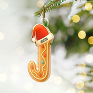 Christmas, Gift For Yourself, Non-Eng - Festive Gingerbread Letters with Santa Hat - Personalized Custom Shaped Acrylic Ornament