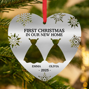 Gift For Couples, Wedding Anniversary, Happy, Christmas - First Christmas As Married Couples Snowflake Heart - Personalized Metal Ornament