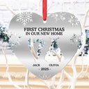 Gift For Couples, Wedding Anniversary, Happy, Christmas - First Christmas As Married Couples Snowflake Heart - Personalized Metal Ornament