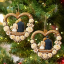 Christmas,Married Couple,Romantic,Gift For Couples,Icon - First Christmas As Mr. & Mrs. Couple Backside - Personalized Custom Shaped Wooden Ornament