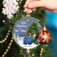 Gift For Couples,Gift For Wife,Gift For Husband,Gift For Women,Gift For Men,Anniversary,Christmas,Love,Happy - First Christmas As Mr & Mrs - Personalized Custom Shaped Acrylic Ornament