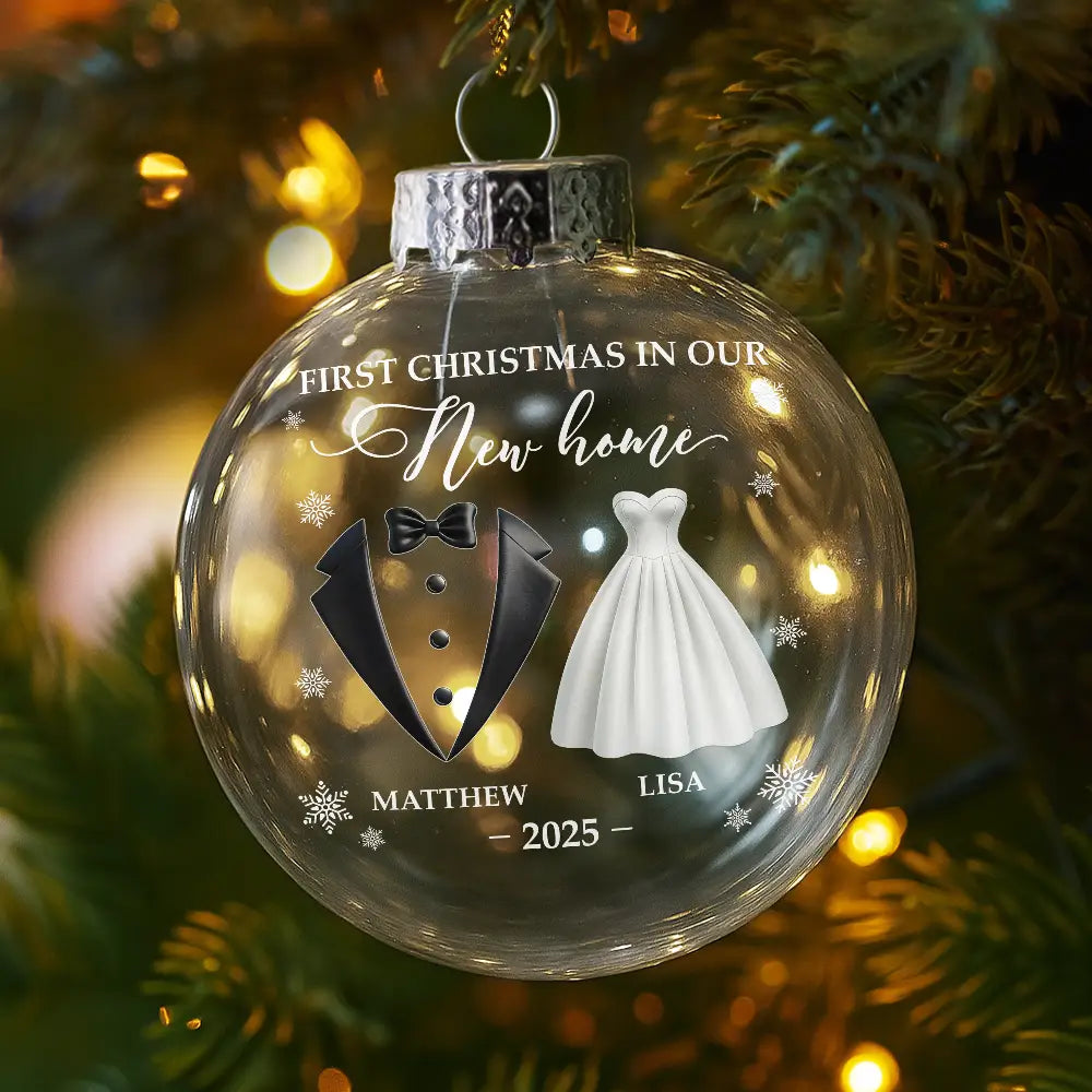 Christmas,Gift For Couples,Gift For Husband,Gift For Wife,Gift For Boyfriend,Gift For Girlfriend,Love - First Christmas As Mr & Mrs - Personalized Glass Bauble Ornament