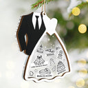 Christmas, Gift For Couples, Gift For Husband, Gift For Wife, Happy - First Christmas Ornament Couple Bride & Groom - Personalized 2-Layered Mix Ornament