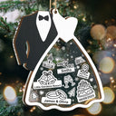 Christmas, Gift For Couples, Gift For Husband, Gift For Wife, Happy - First Christmas Ornament Couple Bride & Groom - Personalized 2-Layered Mix Ornament