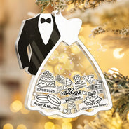 First Christmas Ornament Couple Bride & Groom - Personalized 3-Layered Acrylic Shaker Ornament