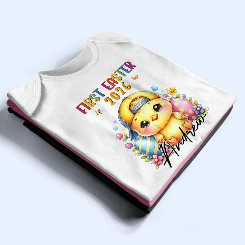 Easter,Gift For Kids,Grandma,Grandkids,Gift For Grandkids,Grandpa,Dad,Children,Mom,Children,Happy - First Easter Bunny Chicken With Alphabet Letters - Personalized Baby Onesie