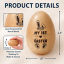 Gift For Kids,Grandma - Grandkids,Gift For Grandkids,Dad - Children,Mom - Children,Easter,Happy - First Easter Cute Bunny With Name - Personalized Musical Wooden Easter Egg Shaker