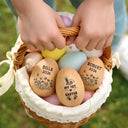 Gift For Kids,Grandma - Grandkids,Gift For Grandkids,Dad - Children,Mom - Children,Easter,Happy - First Easter Cute Bunny With Name - Personalized Musical Wooden Easter Egg Shaker