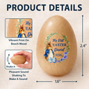 Easter,Non-Eng,Gift For Kids,Gift For Grandkids,Grandma - Grandkids,Grandpa - Grandkids,Dad - Children,Mom - Children,Happy - First Easter With Adorable Bunny - Personalized Musical Wooden Easter Egg Shaker