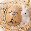 Easter,Gift For Yourself,Gift For Kids,Happy - First Easter With Alphabet - Personalised Musical Wooden Easter Egg Shaker