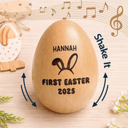 Gift For Kids,Gift For Grandkids,Non-Eng - First Easter With Custom Name - Personalized Musical Wooden Easter Egg Shaker