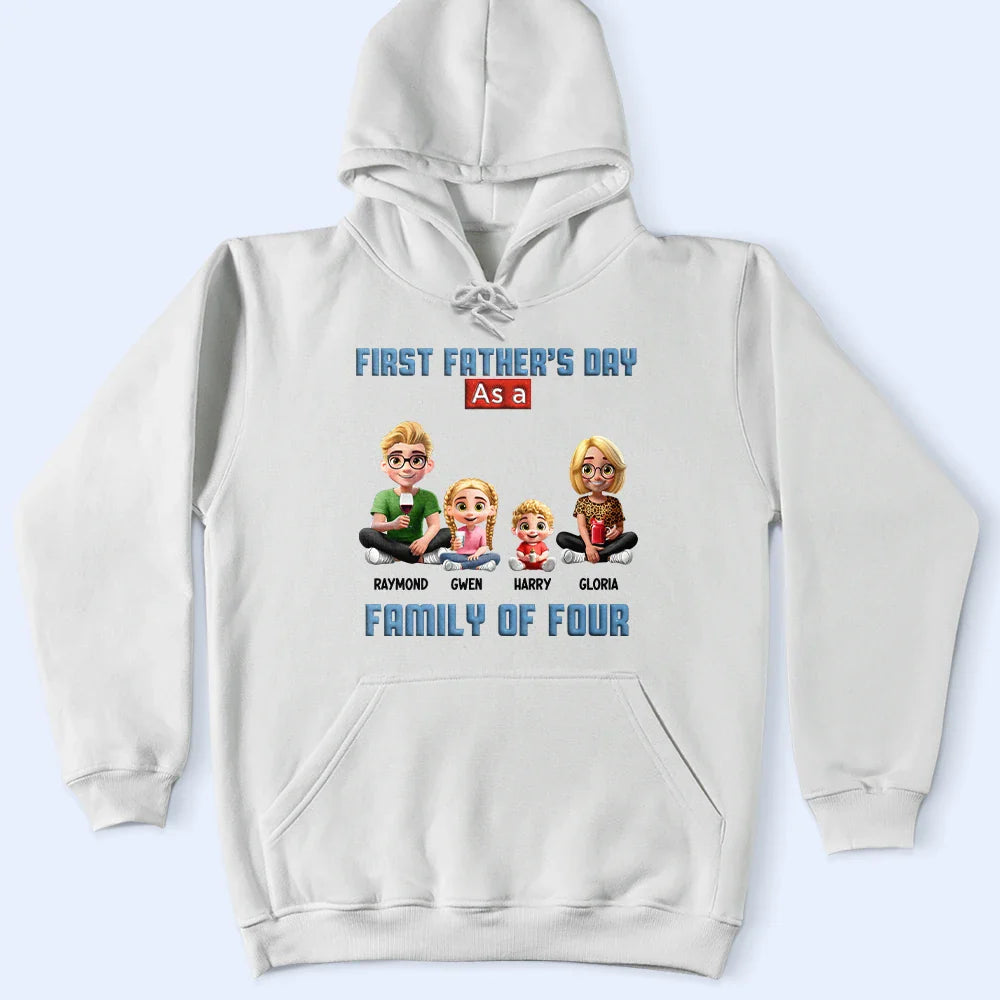 Family,Gift For Father,Happy - First Father's Day As A Family Of Three - Personalized T Shirt